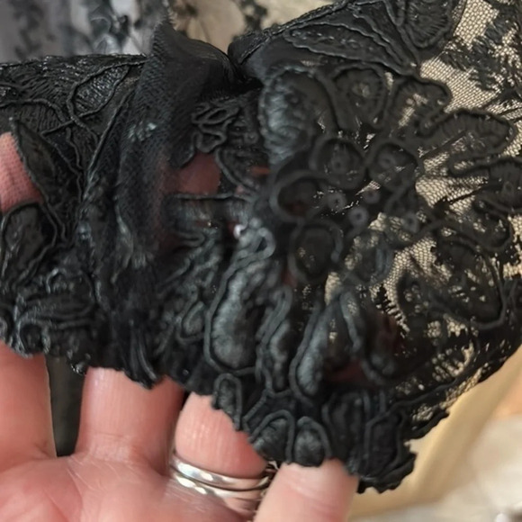 Zara Black Sheer Embellished Lace Night Out Dress - Picture 6 of 8